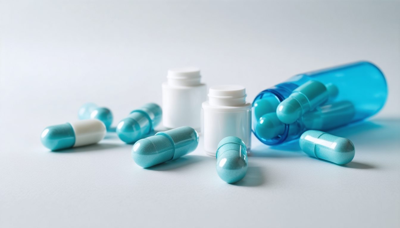 Medical consultation about male enhancement products, pills and devices on a desk with a stethoscope